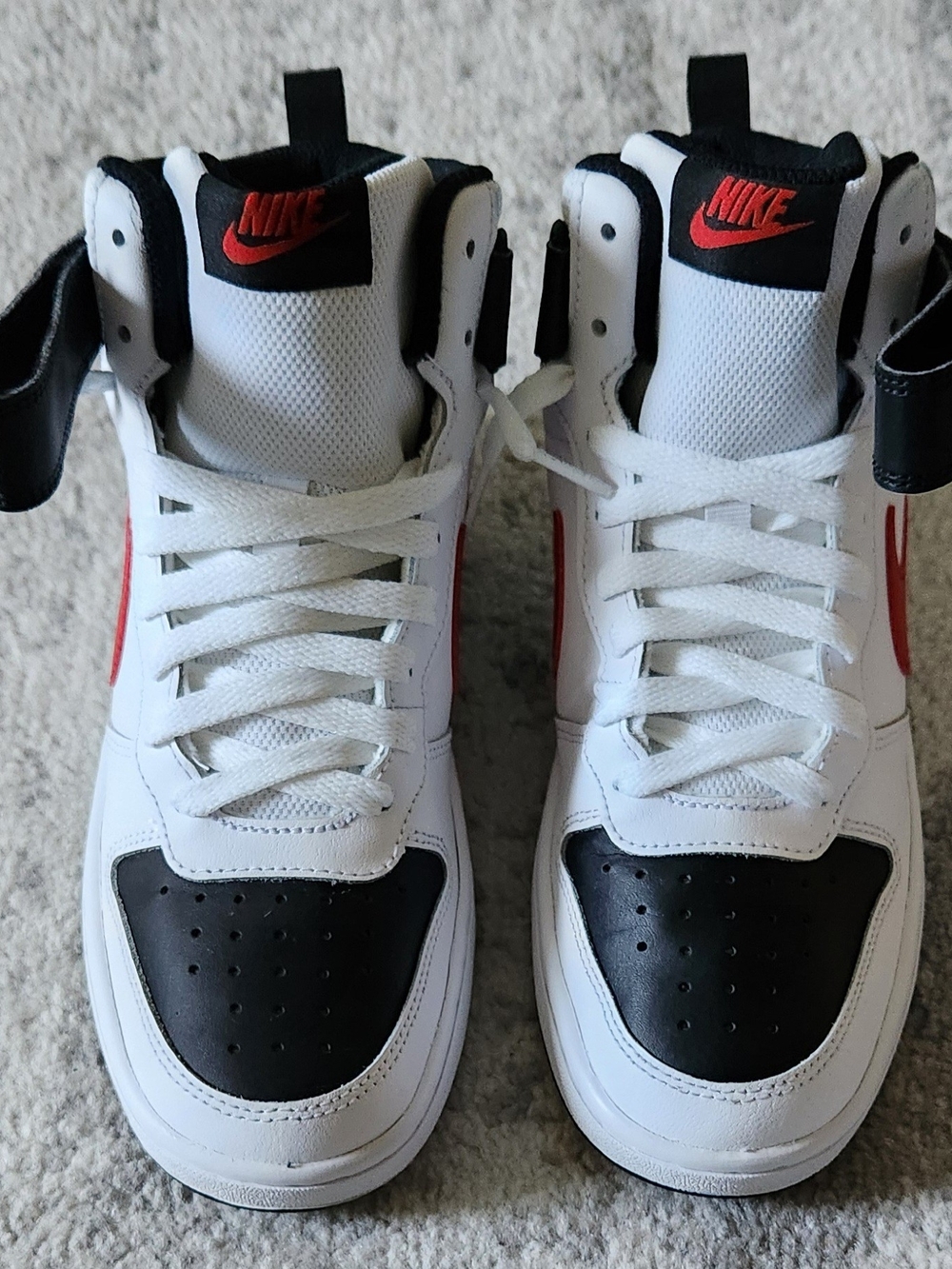 Back To School Nike White Black Red High-Top Sneakers